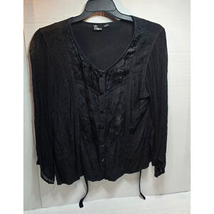 Women's My Choice Black Embroidered Blouse L